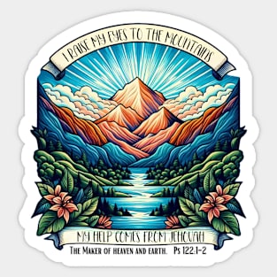 I raise my eyes to the mountains Sticker